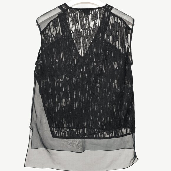 Helmut Lang PF/13 Black Sheer Silk Thread Stitch Top - Picture 3 of 9
